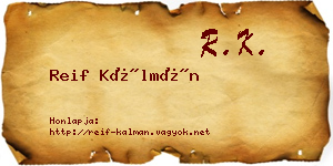 Reif Kálmán névjegykártya